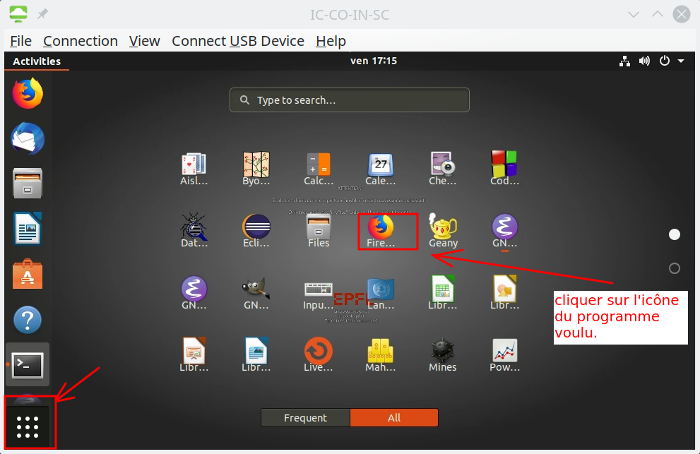 [Menu pour le lancement d'applications sous Ubuntu 18.04]